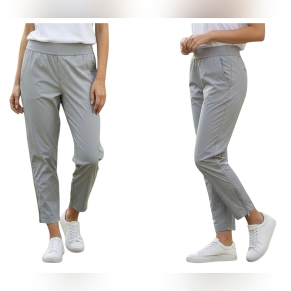 Athleta Pants - Athleta Mod Trekkie Crop Pants 291743-01 Gray Nylon Zipper Ankle Women Size 8